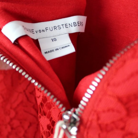 NEW Diane Von Furstenberg Red Colleen Lace Sheath Dress | Wedding, Cocktail Glam - Picture 8 of 14